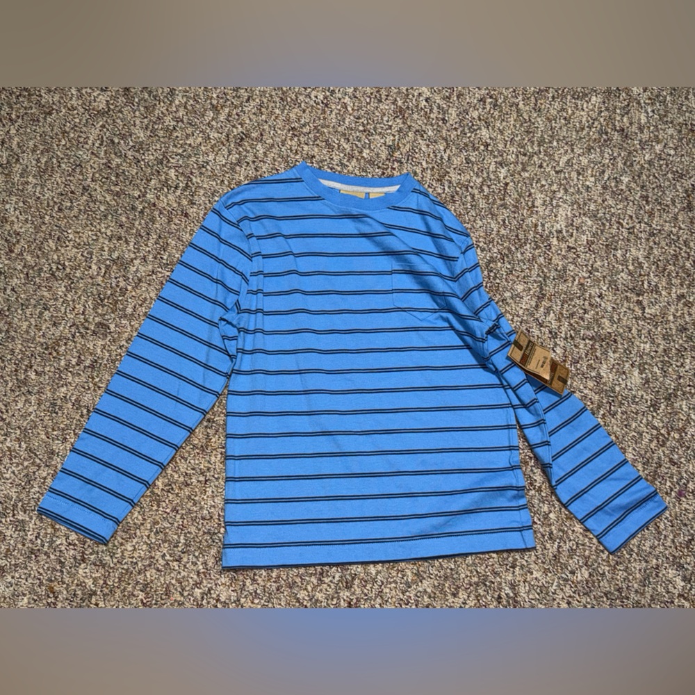 NWT Boys ruff hewn size M (10/12) Blue‎ Striped Long Sleeve Shirt